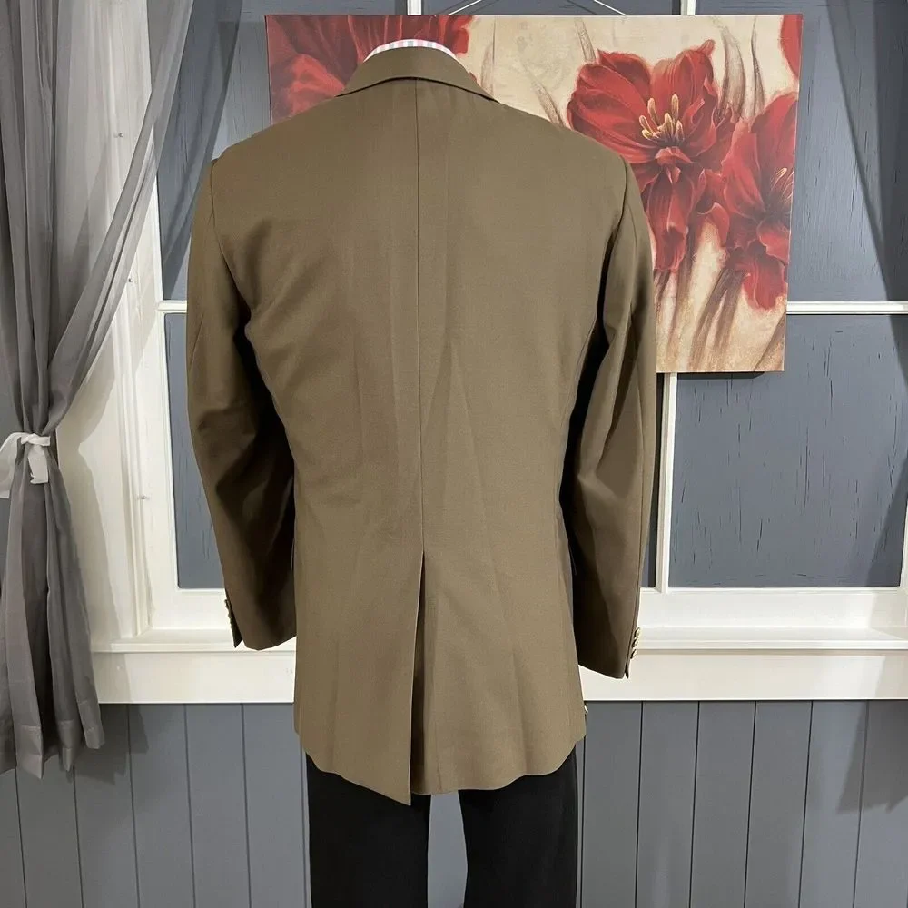 Hickey Freeman Canterbury Blazer Men 43L Long Wool Golden Buttons Jacket Stretch